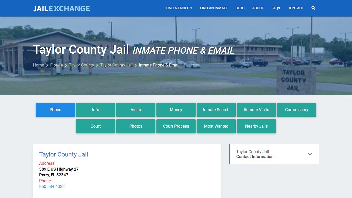 Inmate Phone - Taylor County Jail, FL - Jail Exchange
